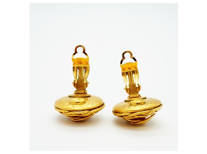 Orecchini a clip dorati Chanel con logo Coco D'oro - vista 7