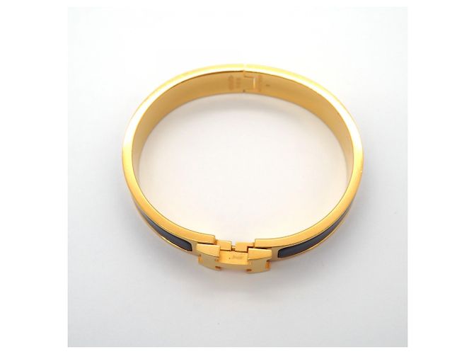 Hermès Pulsera Hermes Bangle Clic Clac PM GP Plated Gold Black Negro Dorado - vista 3