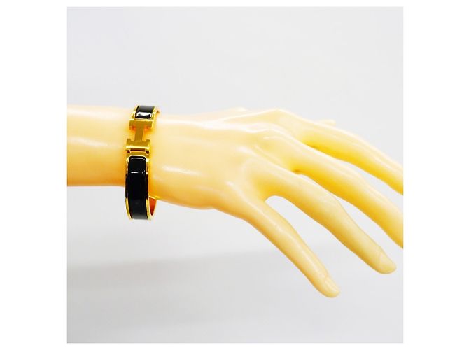 Hermès Pulsera Hermes Bangle Clic Clac PM GP Plated Gold Black Negro Dorado - vista 6