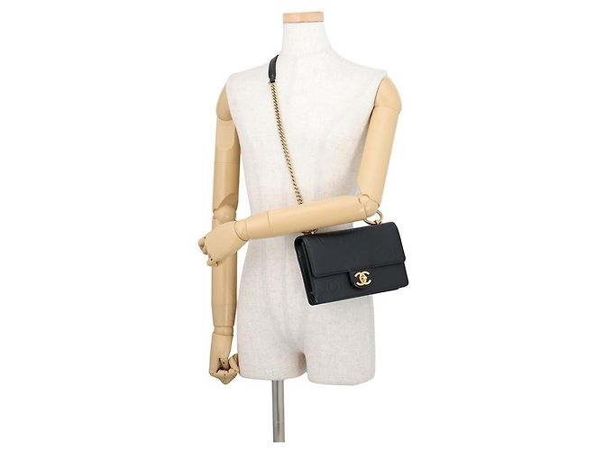 Borsa a tracolla con catena in pelle di vitello nera Chanel Nero - vista 4
