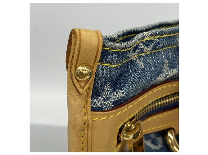 Borsa Tote Piatta Louis Vuitton Monogram Denim Blu - vista 10