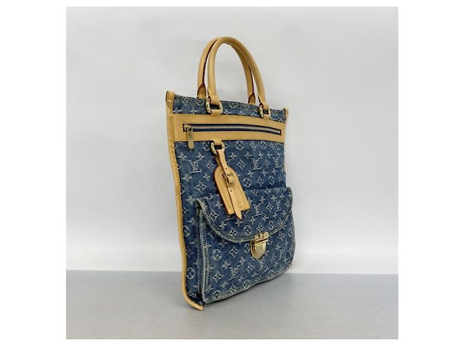 Borsa Tote Piatta Louis Vuitton Monogram Denim Blu - vista 2