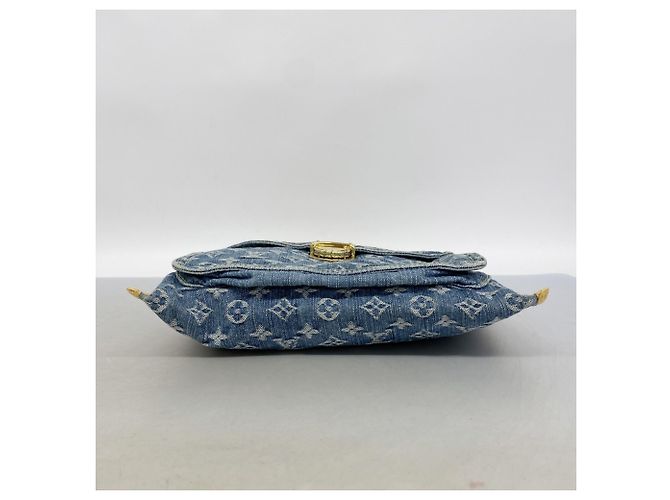 Borsa Tote Piatta Louis Vuitton Monogram Denim Blu - vista 3