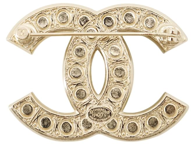Spilla Chanel con strass D'oro - vista 3