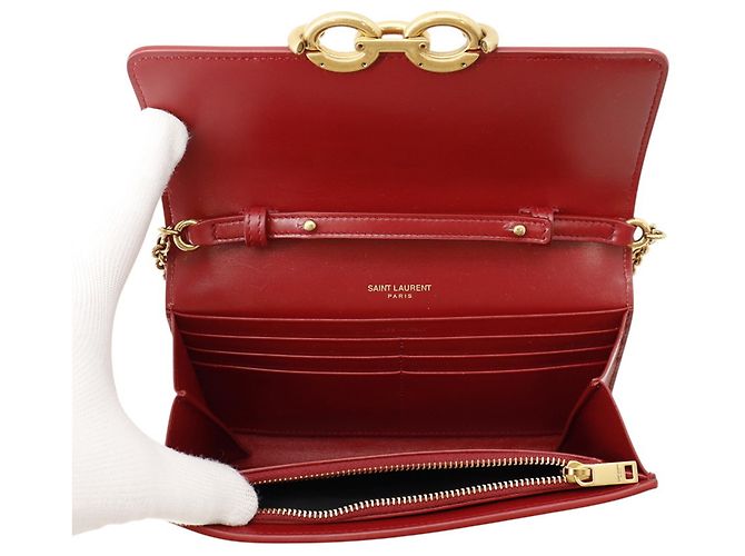 Portafoglio a tracolla con catena Yves Saint Laurent in rosso - vista 7