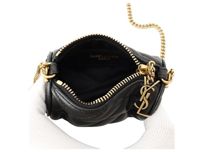 Micro borsa a tracolla con catena Yves Saint Laurent Nero - vista 5