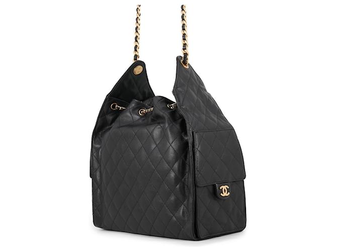 Borsa a tracolla Chanel Matelassé Black Chain Nero - vista 2