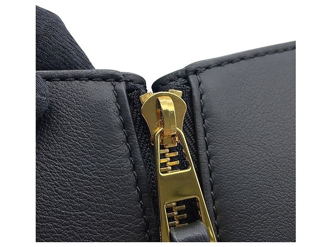 Borsa Loewe Hammock Compact in pelle e rafia Nero Arancione - vista 10
