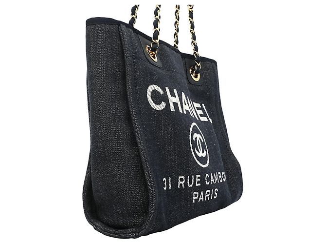 Borsa Tote con Catena Deauville Chanel Blu - vista 2
