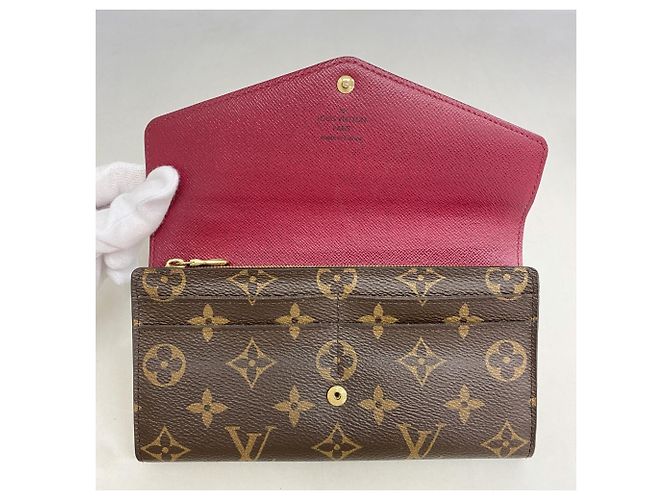 Portafoglio lungo Sarah Monogram Louis Vuitton Marrone Fuschia - vista 10
