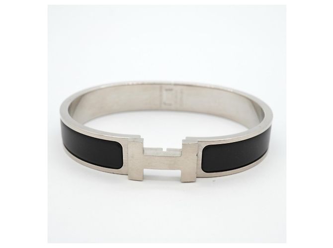 Hermès Pulsera Hermes Clic Clac PM Negro Plata - vista 4