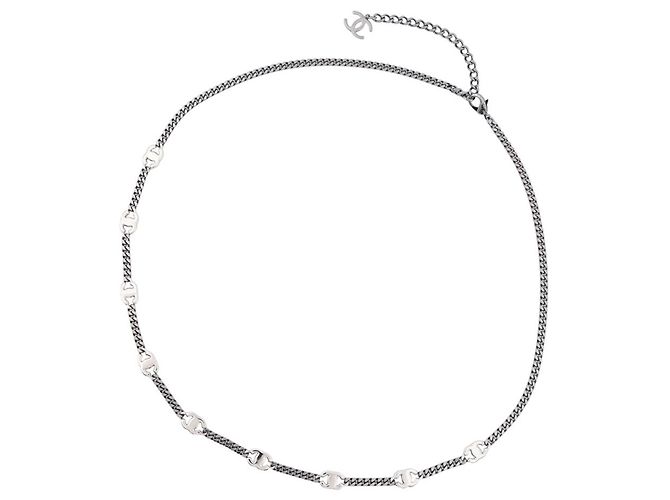 Collana lunga Chanel Gunmetal con strass Metallico - vista 3