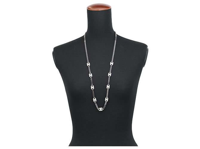 Collana lunga Chanel Gunmetal con strass Metallico - vista 4