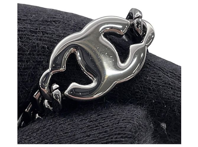 Collana lunga Chanel Gunmetal con strass Metallico - vista 7