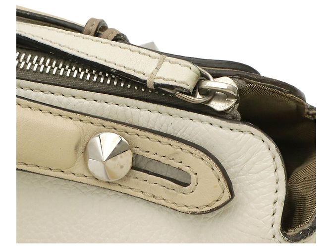 Fendi By The Way Leder Handtasche/Schultertasche Medium Weiß Beige Grau - Ansicht 7