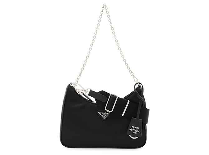 Borsa a catena Prada Triangle Re-Edition 2005 Nero - vista 2