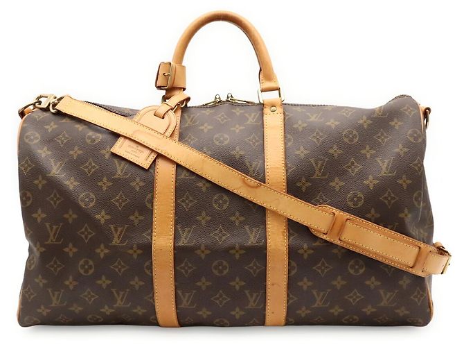 Louis Vuitton Monogram Keepall Bandoulière 50 Marrone Bianco Monogramma - vista 2