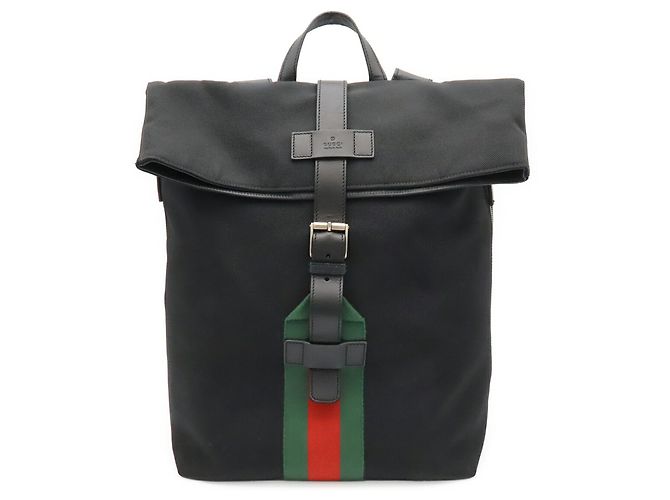 Zaino GUCCI Band Techno Canvas Web Line Sherry Nero Rosso Verde - vista 2