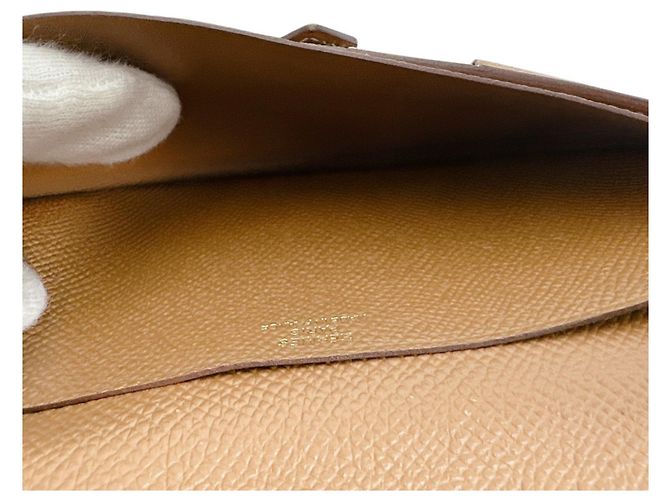 Hermès Hermes Bi-fold Wallet aus braunem Epsom-Leder - Ansicht 14