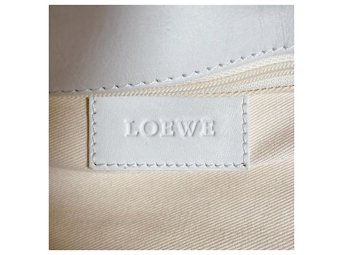 Loewe Heritage Anagram Leder Tote Bag Weiß - Ansicht 19