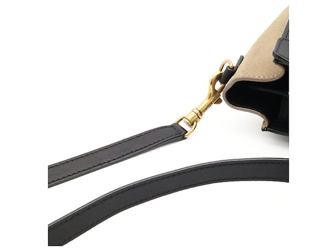 Céline Borsa Celine Luggage Nano Shopper Nero Bianco Beige Cachi - vista 6