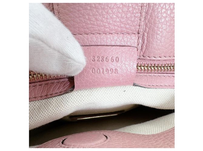 Borsa a mano Gucci Bamboo in pelle rosa - vista 19
