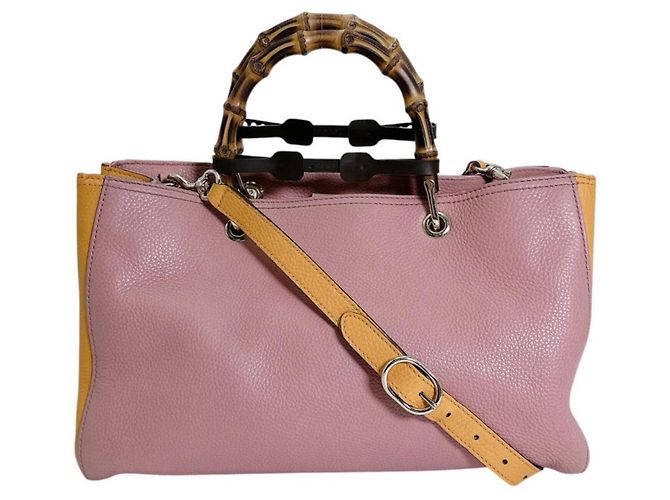 Borsa a mano Gucci Bamboo in pelle rosa - vista 2