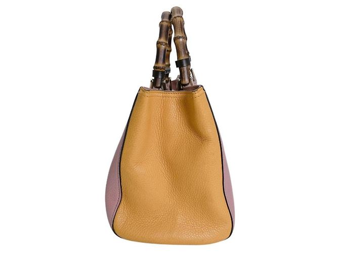 Borsa a mano Gucci Bamboo in pelle rosa - vista 3