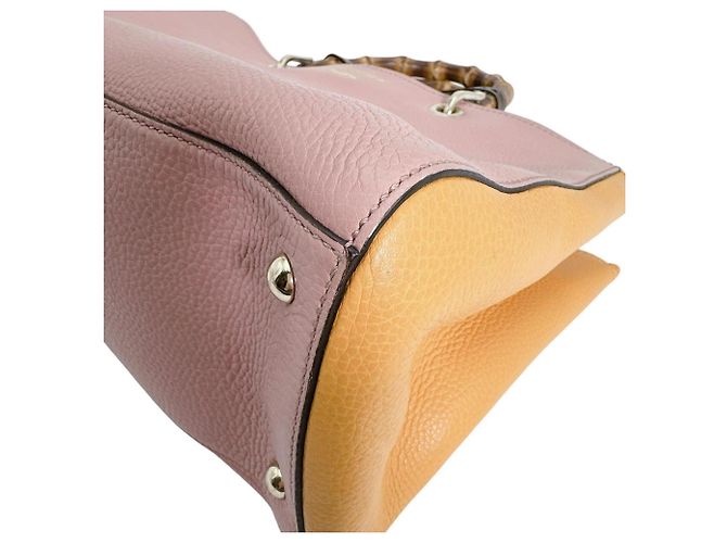 Borsa a mano Gucci Bamboo in pelle rosa - vista 5