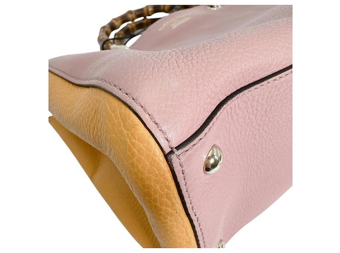 Borsa a mano Gucci Bamboo in pelle rosa - vista 6