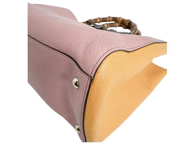 Borsa a mano Gucci Bamboo in pelle rosa - vista 7