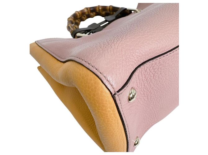 Borsa a mano Gucci Bamboo in pelle rosa - vista 8