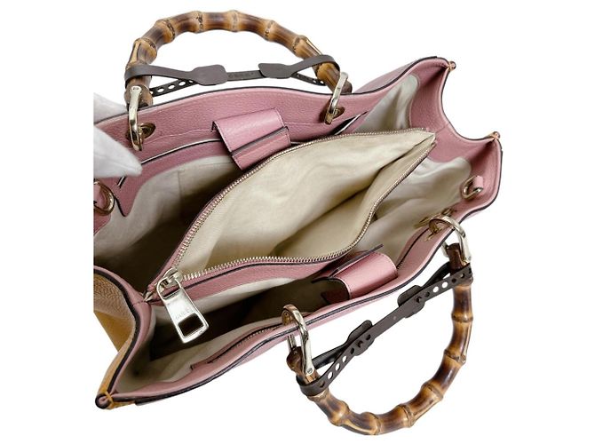 Borsa a mano Gucci Bamboo in pelle rosa - vista 9