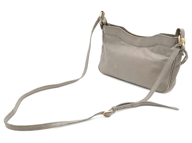 Borsa a tracolla in pelle grigia Balenciaga Marrone - vista 3