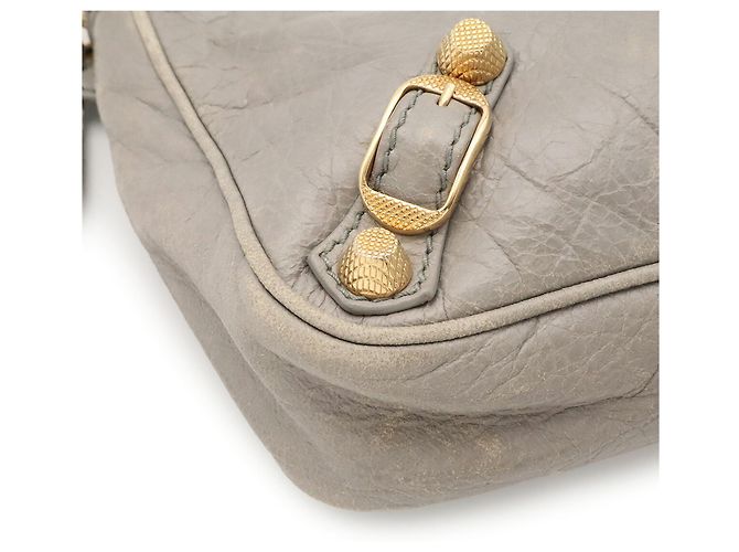 Borsa a tracolla in pelle grigia Balenciaga Marrone - vista 4