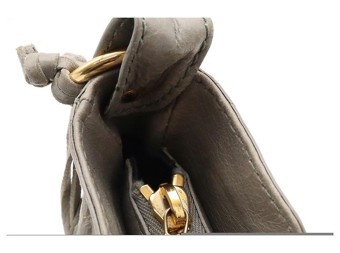 Borsa a tracolla in pelle grigia Balenciaga Marrone - vista 5