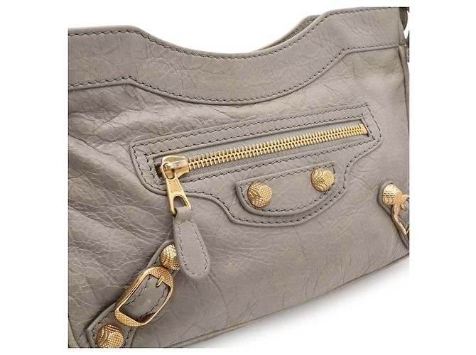 Borsa a tracolla in pelle grigia Balenciaga Marrone - vista 8