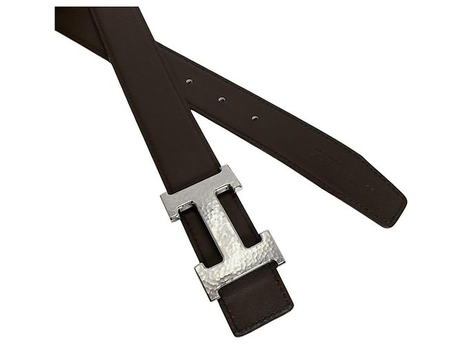 Hermès Cinturón de cuero Hermes Constance Castaño - vista 4