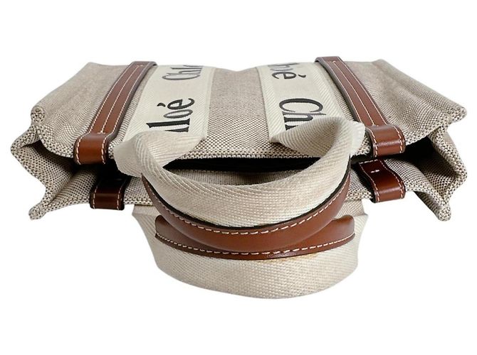 Chloé Woody Small Baumwoll-Canvas Tote Bag Beige - Ansicht 10