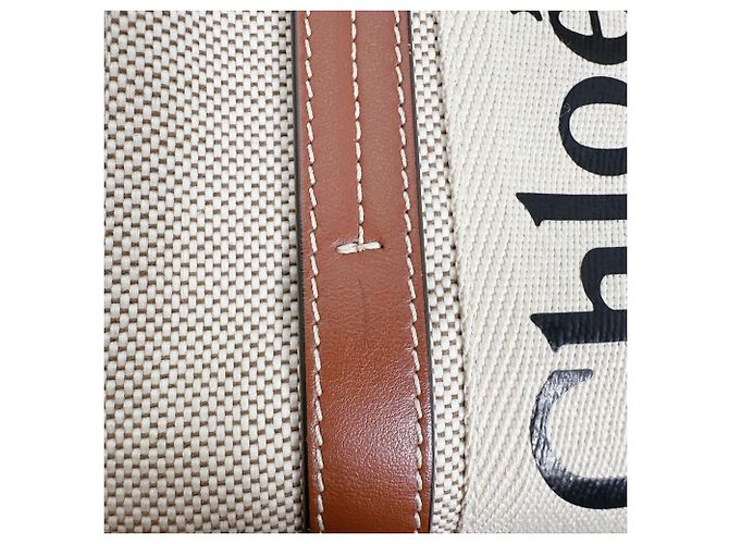 Chloé Woody Small Baumwoll-Canvas Tote Bag Beige - Ansicht 11