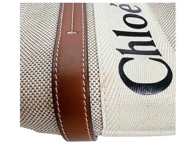 Chloé Woody Small Baumwoll-Canvas Tote Bag Beige - Ansicht 12