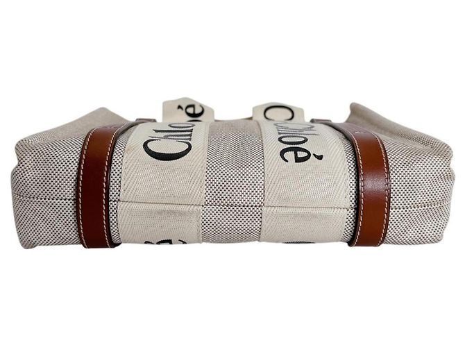 Chloé Woody Small Baumwoll-Canvas Tote Bag Beige - Ansicht 5