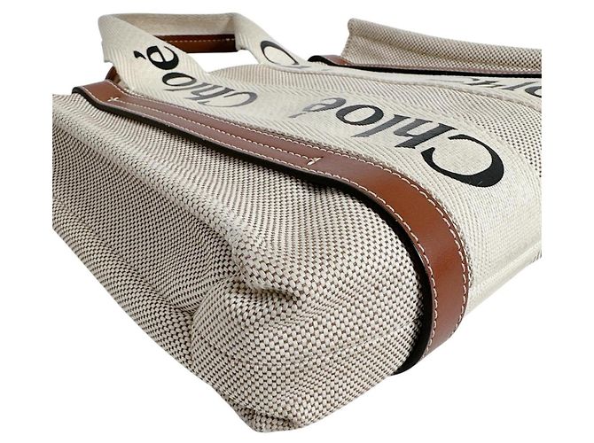 Chloé Woody Small Baumwoll-Canvas Tote Bag Beige - Ansicht 8