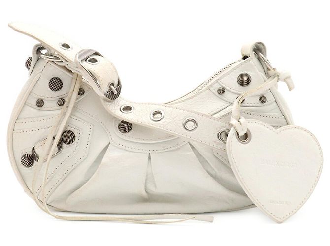 Borsa a tracolla Balenciaga Le Cagole XS Bianco - vista 2