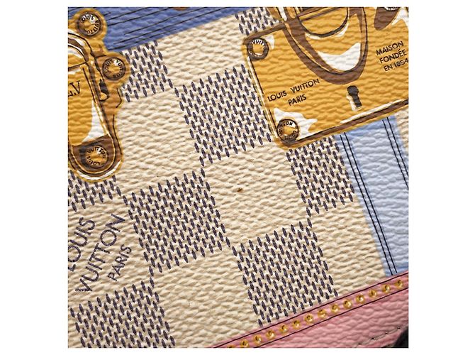 Portafoglio con catena Louis Vuitton Damier Azur Rosa - vista 10