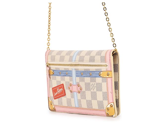 Portafoglio con catena Louis Vuitton Damier Azur Rosa - vista 2