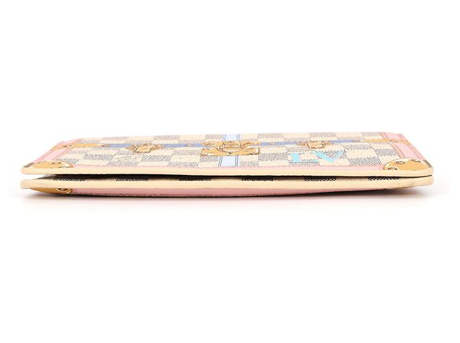 Portafoglio con catena Louis Vuitton Damier Azur Rosa - vista 3