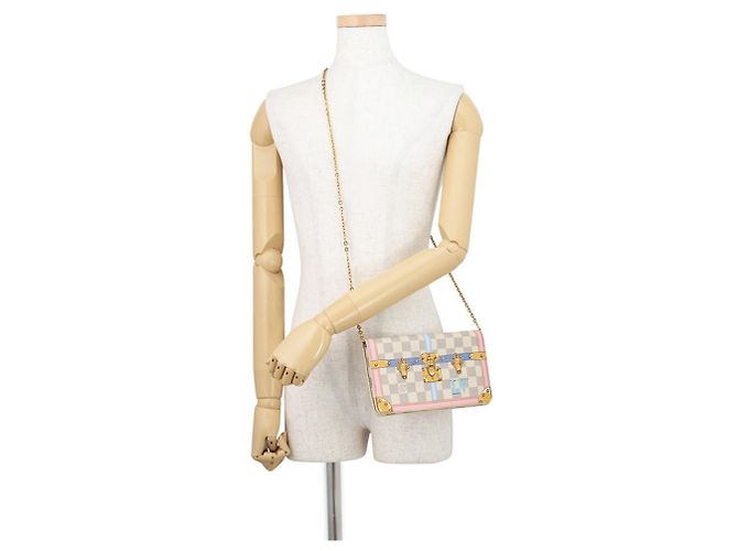 Portafoglio con catena Louis Vuitton Damier Azur Rosa - vista 4
