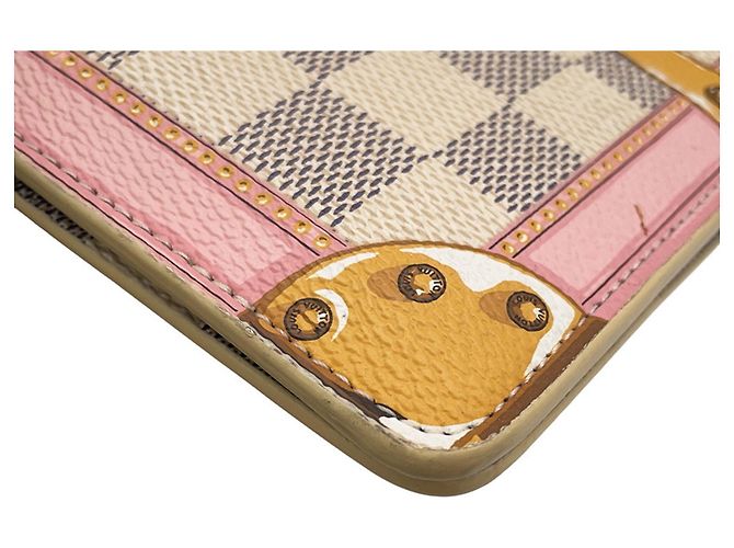 Portafoglio con catena Louis Vuitton Damier Azur Rosa - vista 8