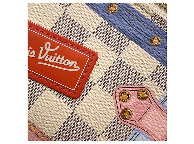 Portafoglio con catena Louis Vuitton Damier Azur Rosa - vista 9